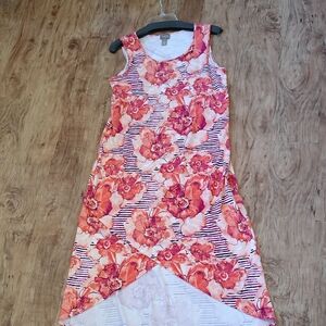 Chico's Coral and White Floral High Low Dress